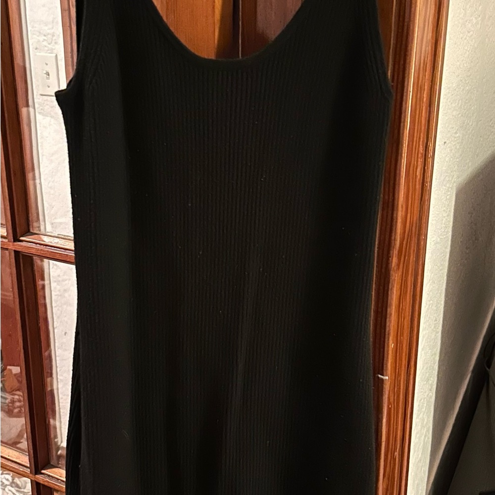 Black Ribbed Sleeveless sweater Dress